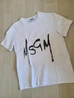 MSGM ホワイト Tシャツ ロゴプリント　　サイズS　白　whiteメンズ
