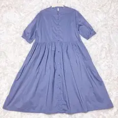 TUTIE. ツチエ バンドカラー シャツ ロングワンピース ゆったり 紫色