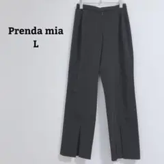 プレンダミア　パンツ　ストレート　ウエストゴム　裾スリット　薄手　日本製　L