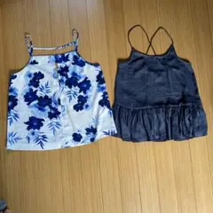 H&M　MOSS COPENHAGEN　キャミソール　２枚　花柄　グレー　フリル