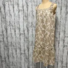 【美品】KUMIKYOKU クミキョク 白 ベージュ 花柄ワンピース ラメ入り