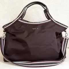 ほぼ未使用品⭐︎アニエス・ベー ボストンバッグ ブラウン×ピンク系