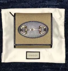 GUCCI 二つ折り財布 ホースビット キャンバス レザー【新品、未使用】