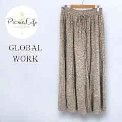 美品❤【グローバルワーク】ヒョウ柄ワイドパンツ ガウチョ スカーチョ ゴム M