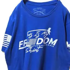 グラントスタイル ディスイズマイフリーダムシャツ Tシャツ ブルー青 L古着