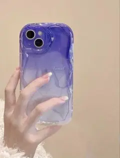 iPhoneケース　かわいい　マーブル　紫　うねうね　韓国　グラデ　パープル