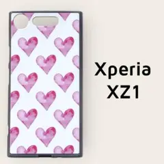 Xperia XZ1 カバー レッド ハート柄
