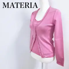 ■MATERIA マテリア アンサンブル カーディガン ノースリーブ ピンク