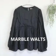 2787 マーブルワルツ 切り替えチュニック 長袖トップス シンプル 黒 M