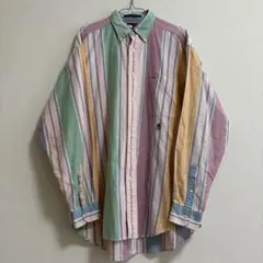 【TOMMY HILFIGER】シャツ ストライプ レトロ 刺繍 ワンポイント