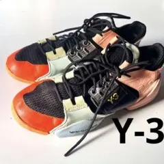 Y-3 スニーカー レザー 黒 オレンジ ピンク