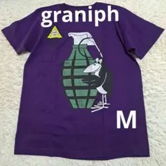 訳あり　新品未使用　graniph　パープル　危険物注意！　プリントTシャツ　M