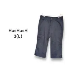 【3】ハッシュアッシュ HusHusH ハーフパンツ 膝下 ブラック 黒