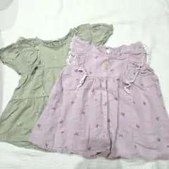赤ちゃん本舗　ラベンダー　グリーン　フリルチュニック