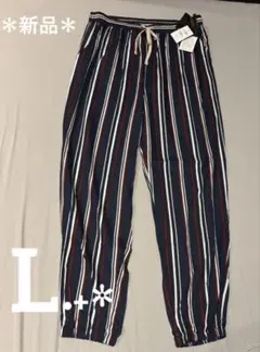 レディース ＊ ストライプパンツ ＊ リラックスパンツ ＊ インド製 ＊ L