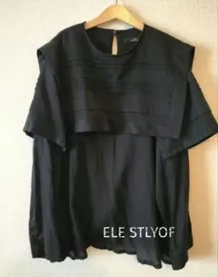美品　ELE STOLYOF セーラーカラー長袖シャツ ブラック