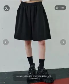 AIVER スウェットワイドバギーショートパンツ M ブラック