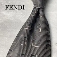 美品 FENDI ジャガード ズッカ柄 スクエアドット柄 小紋柄 ネクタイ
