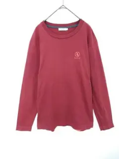 エーグル　AIGLE　長袖カットソー　メンズM　赤色　綿100％　後ろ大ロゴ
