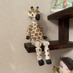 木製キリンの置物 約30cm