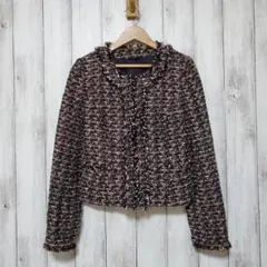 ANAYI アナイ サイズ36 ジャケット ノーカラー ツイード 総裏 前ホック