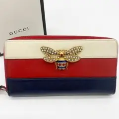 【美品】グッチ クイーンマーガレット ビー 長財布 ラウンド アニマリエ 箱付き
