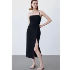 ZARA キャミワンピース　スリット　レオパード