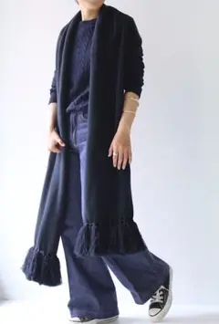 値下げ ALLEGE fringe knit muffler ロングマフラー