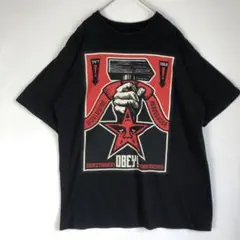2926 OBEY オベイ　ビッグプリント　半袖　Tシャツ　黒