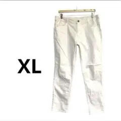 白デニム　スキニー　ストレッチ　ストレート　デニムパンツ　白　ジーンズ　XL