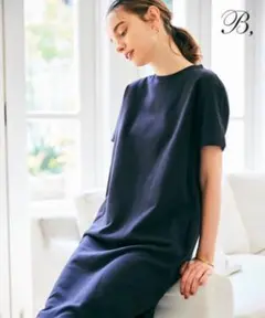 BEIGE 2023SS 半袖 コットン カットソーワンピース ネイビー 美品