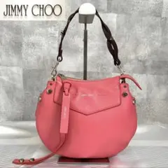 【美品】JIMMY CHOO ピンク ARTIE レザーチェーンショルダーバッグ