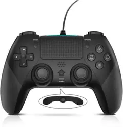 PS4コントローラー マクロ機能 有線　TURBO連射 ジャイロセンサー　黒