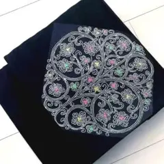 名古屋帯 織り出し 花模様 黒 No.20