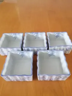 有田焼　雅印　青白磁　陶磁器小鉢5個　アンティーク　食器皿