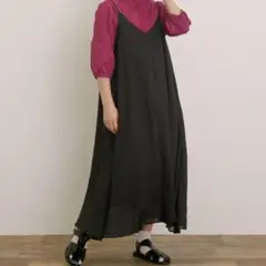 Samansa Mos2 サマンサモスモス ボイルキャミワンピース ブラック