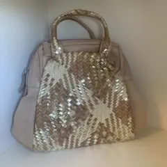 【michiamo ミキアモ】　ハンドバッグ　レザー　編み込み 希少 レア