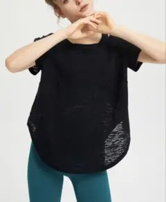 【新品未使用】ブラック ルーズフィット ヨガTシャツ L