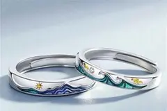 f62☆2個セット☆星 川 山リング☆ペアリング 男女ペア ハンドメイド L2