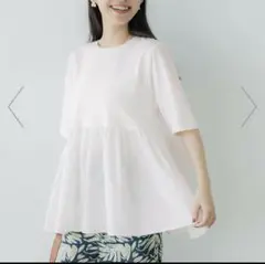 コカ　クルーネックドッキングカットソー　ホワイト　M