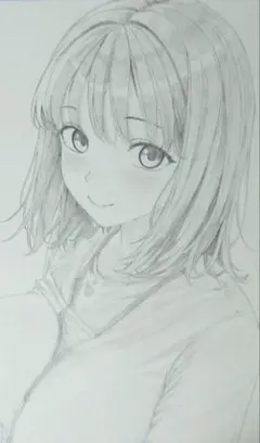 手描きイラスト　A4　鉛筆画　イラスト OL