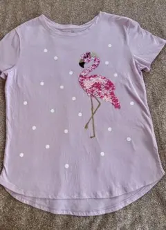 GAP 半袖Tシャツ　フラミンゴ　スパンコール　ピンク　ラベンダー
