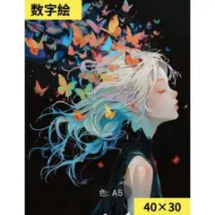 数字絵　ペイントバイナンバー　蝶と女の子　40×30