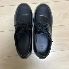 黒 レザー カジュアルシューズ 厚底