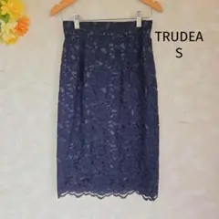 トルディア TRUDEA レースタイトスカート S 紺 膝下丈 キレイめ