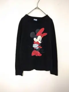 新品タグ付き　ディズニー　Disney　長袖カットソー　レディースM　黒色　綿