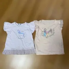 フリル袖プリントTシャツ2枚セット　120センチ