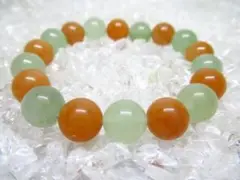 ★【オレンジ×グリーンアベンチュリン】天然石ブレスレット
