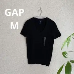 ①未着用　GAP Vネック　半袖ニット　黒　M ☺︎