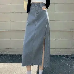 ZOZOTOWN購入美品 デニム風ロングスリットスカート Mサイズ